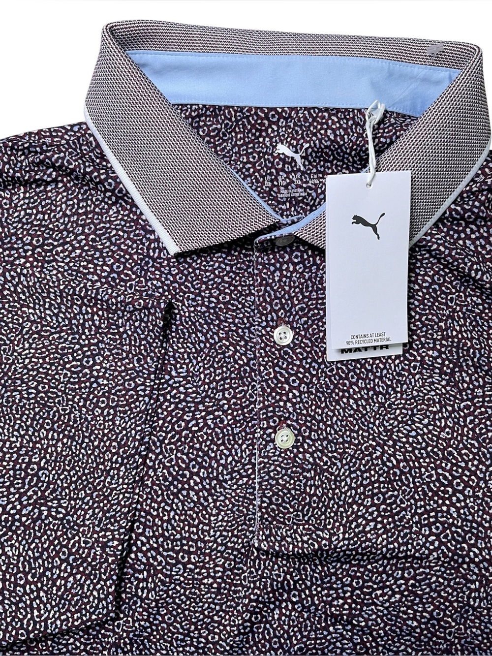 NWT Puma Mattr Men Joy Golf Polo 632255 02 Ruby Shimmer Alpine Snow XXL
